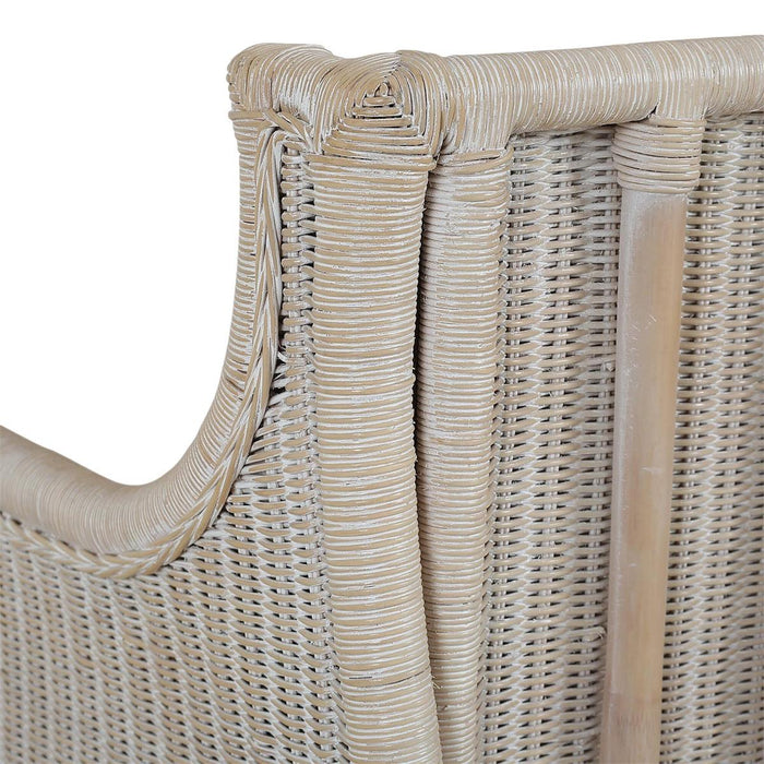 Bramble - Rabana Rattan Chair in White Wash Rattan w/ Oatmeal Boucle Chenille Performance Fabric Cushion - 28728RWWSSF265----