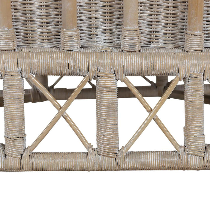 Bramble - Rabana Rattan Chair in White Wash Rattan w/ Oatmeal Boucle Chenille Performance Fabric Cushion - 28728RWWSSF265----