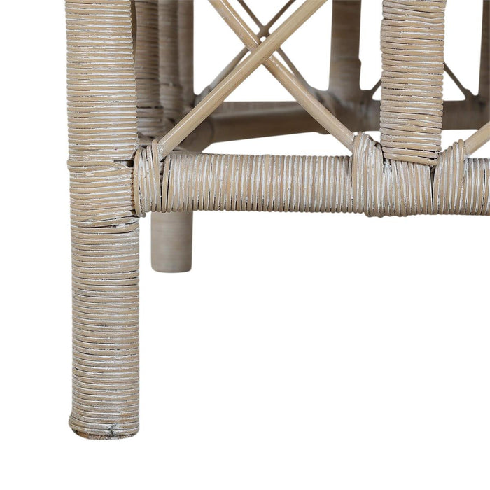 Bramble - Rabana Rattan Chair in White Wash Rattan w/ Oatmeal Boucle Chenille Performance Fabric Cushion - 28728RWWSSF265----