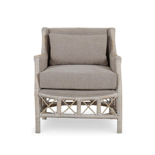 Bramble - Rabana Rattan Chair in White Wash Rattan w/ Oatmeal Boucle Chenille Performance Fabric Cushion - 28728RWWSSF265---- - GreatFurnitureDeal