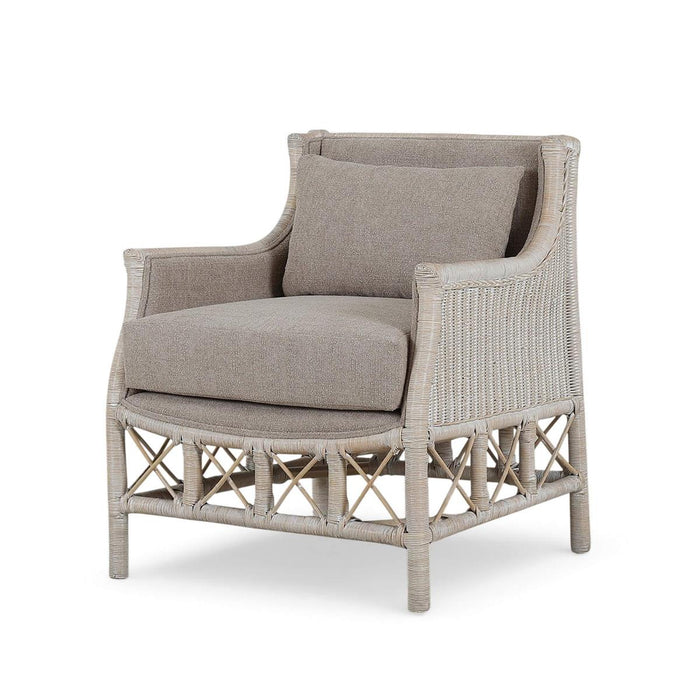 Bramble - Rabana Rattan Chair in White Wash Rattan w/ Oatmeal Boucle Chenille Performance Fabric Cushion - 28728RWWSSF265----