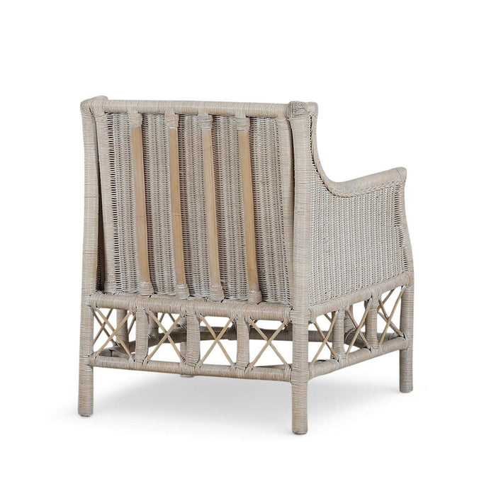 Bramble - Rabana Rattan Chair in White Wash Rattan w/ Oatmeal Boucle Chenille Performance Fabric Cushion - 28728RWWSSF265----