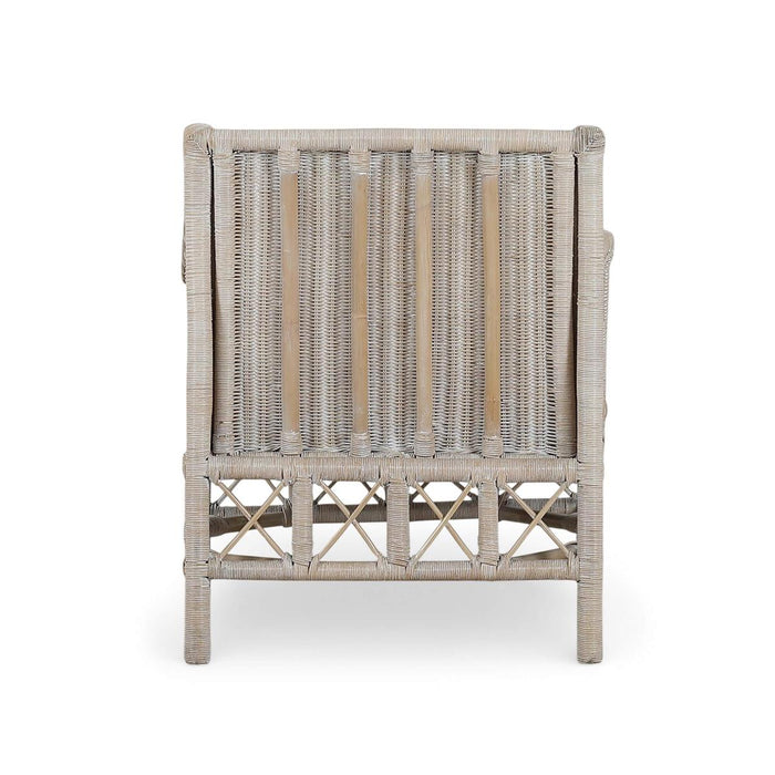 Bramble - Rabana Rattan Chair in White Wash Rattan w/ Oatmeal Boucle Chenille Performance Fabric Cushion - 28728RWWSSF265----