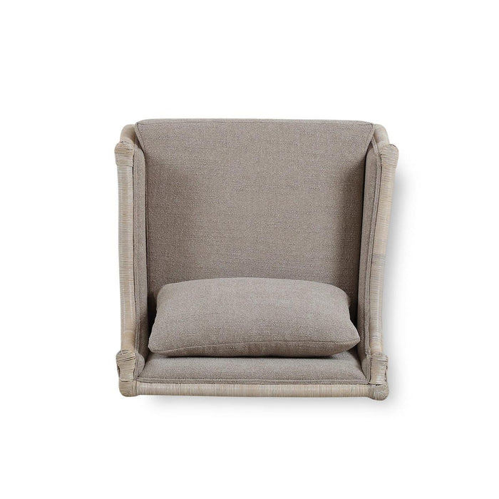 Bramble - Rabana Rattan Chair in White Wash Rattan w/ Oatmeal Boucle Chenille Performance Fabric Cushion - 28728RWWSSF265----