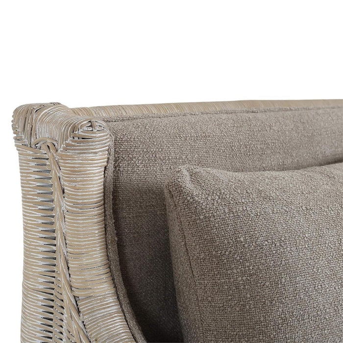 Bramble - Rabana Rattan Chair in White Wash Rattan w/ Oatmeal Boucle Chenille Performance Fabric Cushion - 28728RWWSSF265----