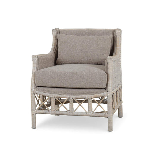 Bramble - Rabana Rattan Chair in White Wash Rattan w/ Oatmeal Boucle Chenille Performance Fabric Cushion - 28728RWWSSF265---- - GreatFurnitureDeal