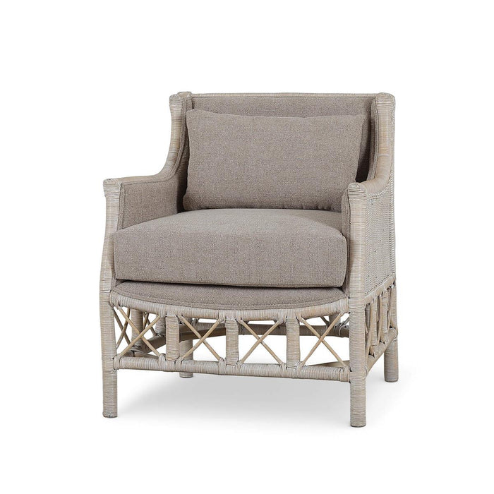 Bramble - Rabana Rattan Chair in White Wash Rattan w/ Oatmeal Boucle Chenille Performance Fabric Cushion - 28728RWWSSF265----