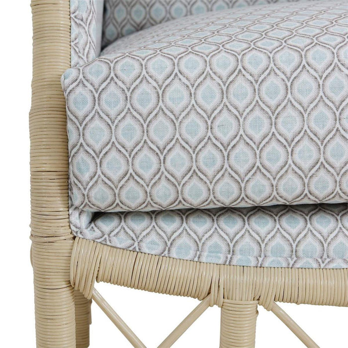 Bramble - Hampton Rattan Wing Chair in Natural Rattan w/ Spivey Rost Fabric - 28730RNATSF224---- - GreatFurnitureDeal