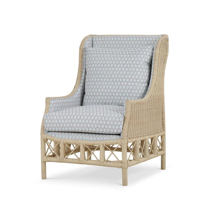 Bramble - Hampton Rattan Wing Chair in Natural Rattan w/ Spivey Rost Fabric - 28730RNATSF224---- - GreatFurnitureDeal