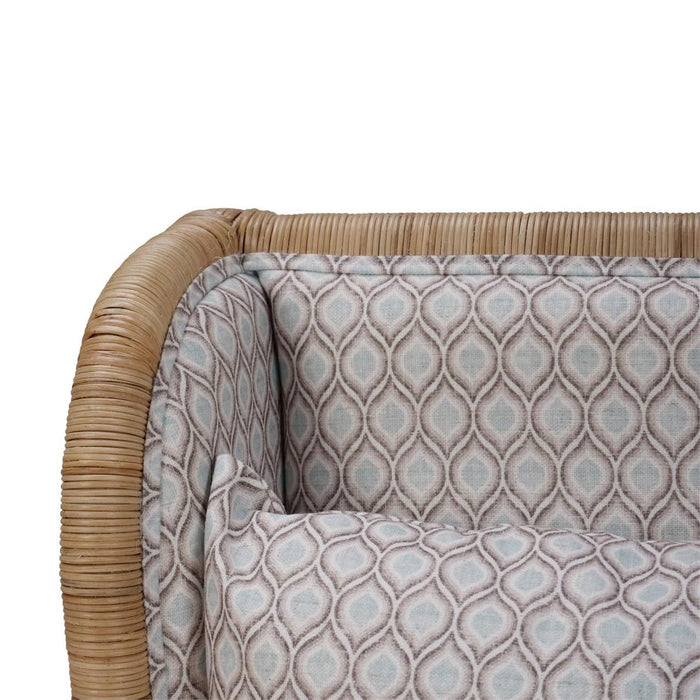 Bramble - Hampton Rattan Wing Chair in Natural Rattan w/ Spivey Rost Fabric - 28730RNATSF224----