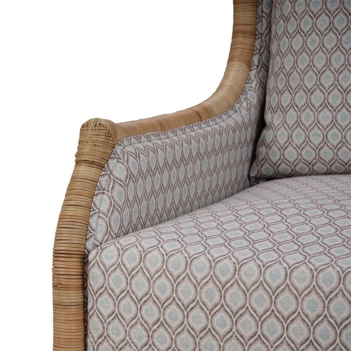Bramble - Hampton Rattan Wing Chair in Natural Rattan w/ Spivey Rost Fabric - 28730RNATSF224----