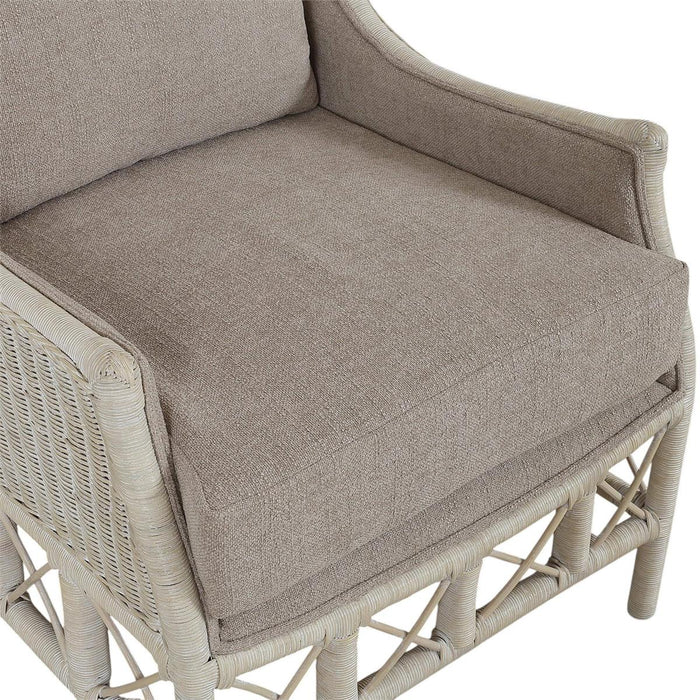 Bramble - Hampton Rattan Wing Chair in White Wash Rattan w/ Oatmeal Boucle Chenille Performance Fabric Cushion - 28730RWWSSF265----