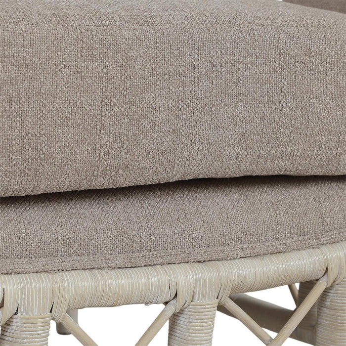 Bramble - Hampton Rattan Wing Chair in White Wash Rattan w/ Oatmeal Boucle Chenille Performance Fabric Cushion - 28730RWWSSF265----