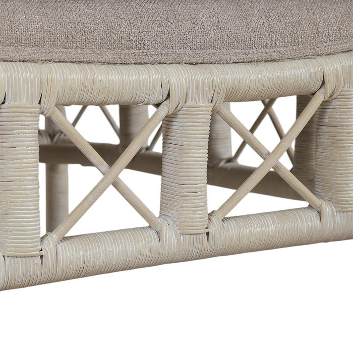 Bramble - Hampton Rattan Wing Chair in White Wash Rattan w/ Oatmeal Boucle Chenille Performance Fabric Cushion - 28730RWWSSF265----