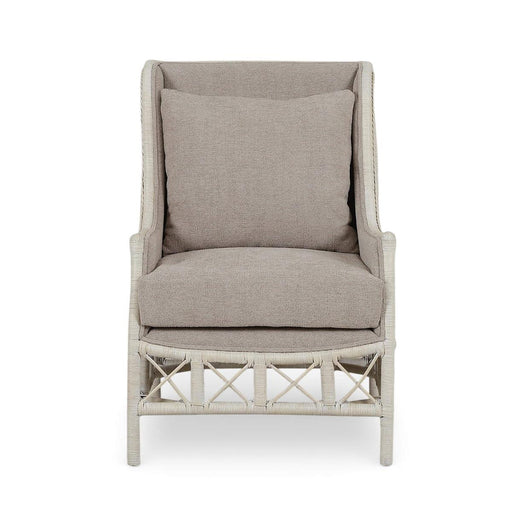 Bramble - Hampton Rattan Wing Chair in White Wash Rattan w/ Oatmeal Boucle Chenille Performance Fabric Cushion - 28730RWWSSF265---- - GreatFurnitureDeal