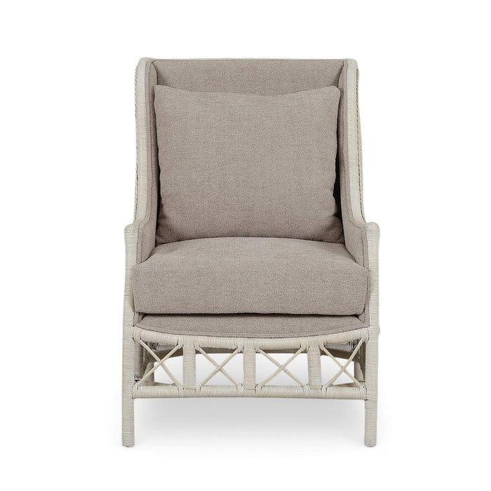 Bramble - Hampton Rattan Wing Chair in White Wash Rattan w/ Oatmeal Boucle Chenille Performance Fabric Cushion - 28730RWWSSF265----