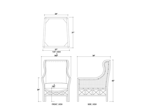 Bramble - Hampton Rattan Wing Chair - BR-28730 - GreatFurnitureDeal