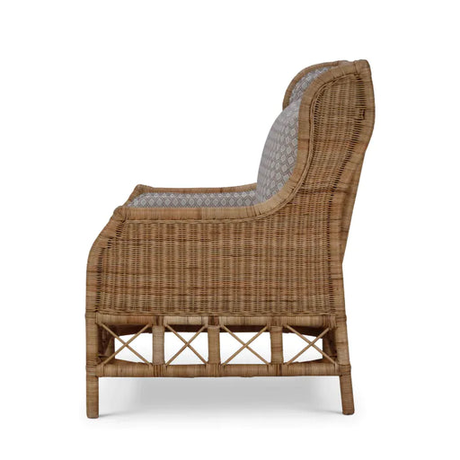 Bramble - Hampton Rattan Wing Chair in Natural Rattan w/ Spivey Rost Fabric - 28730RNATSF224---- - GreatFurnitureDeal