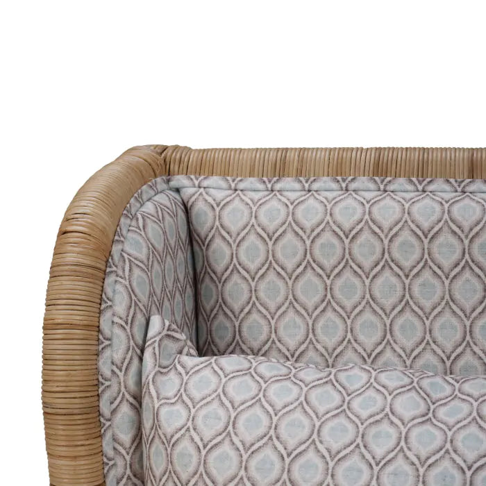 Bramble - Hampton Rattan Wing Chair in Natural Rattan w/ Spivey Rost Fabric - 28730RNATSF224---- - GreatFurnitureDeal