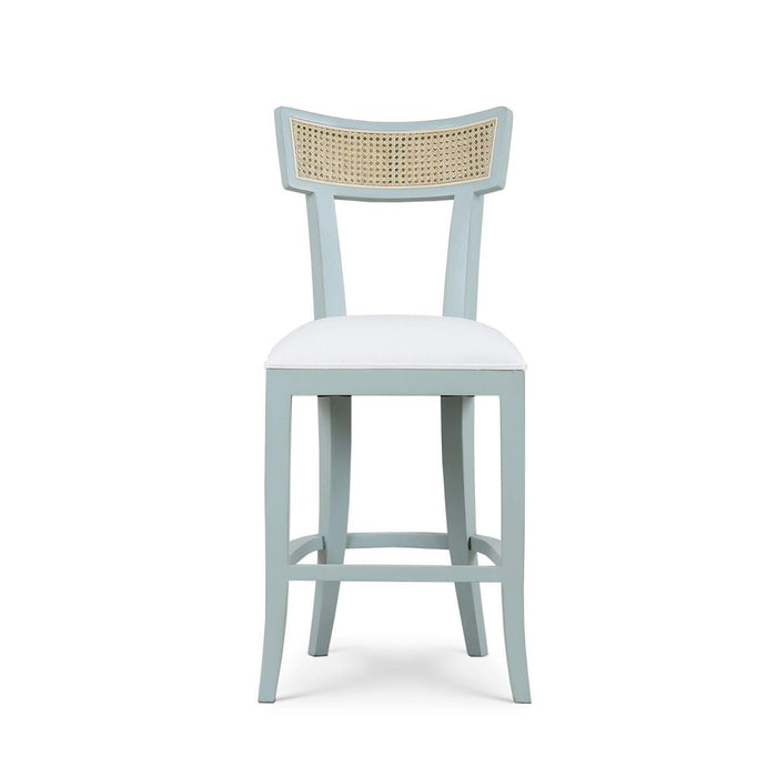 Bramble - Beatrice Counter Stool in Vintage Moss Green w/ Arctic White Performance Fabric & Rattan Natural on Back (Set of 2) - 28736VMGSF204RNAT--LDT