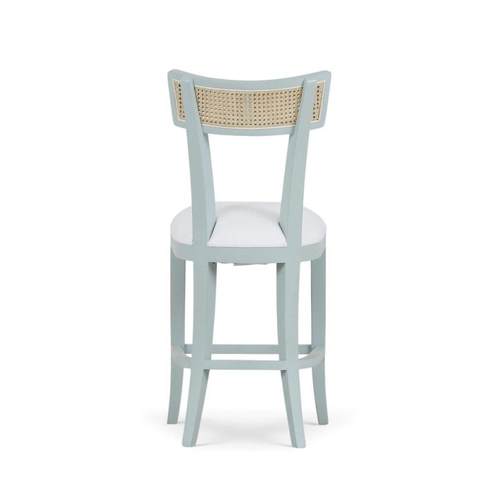 Bramble - Beatrice Counter Stool in Vintage Moss Green w/ Arctic White Performance Fabric & Rattan Natural on Back (Set of 2) - 28736VMGSF204RNAT--LDT