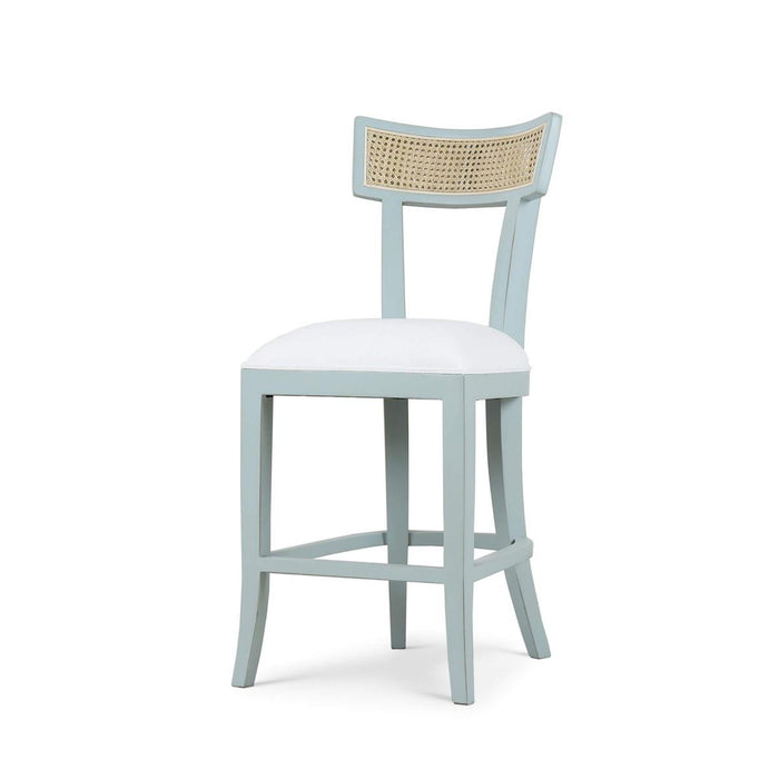 Bramble - Beatrice Counter Stool in Vintage Moss Green w/ Arctic White Performance Fabric & Rattan Natural on Back (Set of 2) - 28736VMGSF204RNAT--LDT