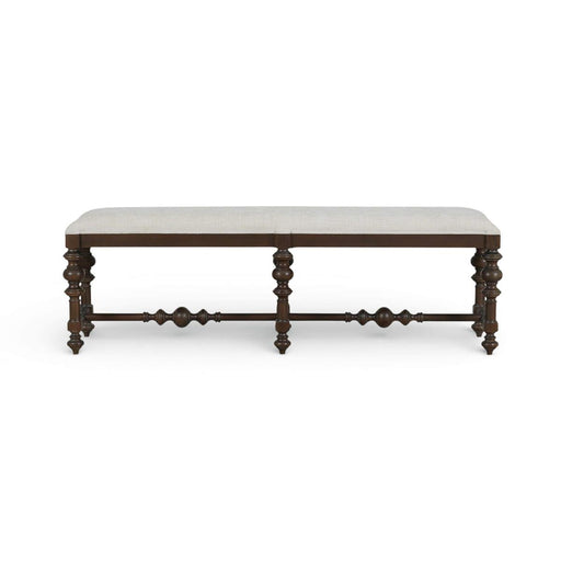 Bramble - Savannah Large Bench in Walnut Finish w/ Thames Natural Performance Fabric - 28748WLTSF247---- - GreatFurnitureDeal