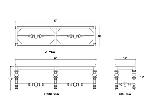 Bramble - Savannah Large Bench in True White w/ Natural Performance Fabric - 28748TRWSF215---- - GreatFurnitureDeal