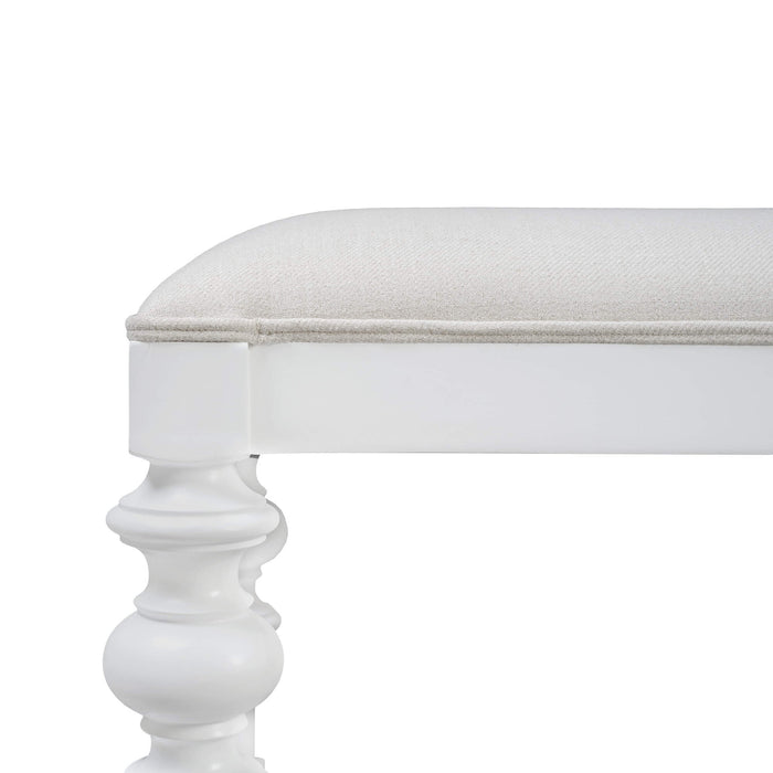 Bramble - Savannah Large Bench in True White w/ Natural Performance Fabric - 28748TRWSF215---- - GreatFurnitureDeal