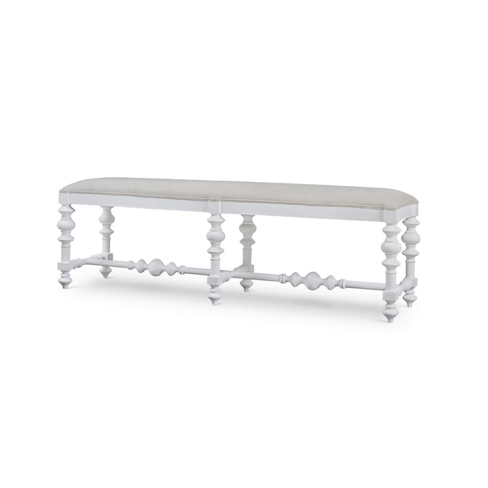 Bramble - Savannah Large Bench in True White w/ Natural Performance Fabric - 28748TRWSF215---- - GreatFurnitureDeal