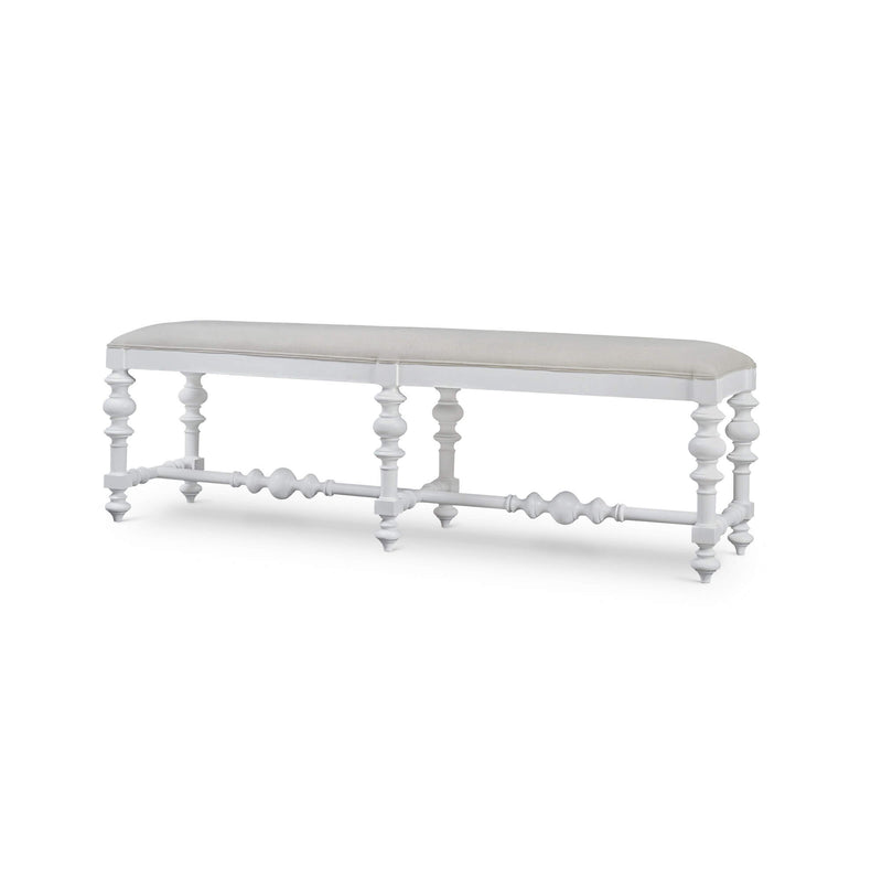 Bramble - Savannah Large Bench in True White w/ Natural Performance Fabric - 28748TRWSF215---- - GreatFurnitureDeal