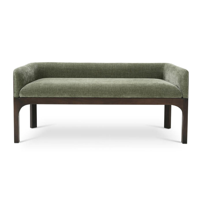 Bramble - Vannes Bench w/ Legs in Walnut & w/ Thames Moss Green Performance Fabric - 28753WLTSF244----
