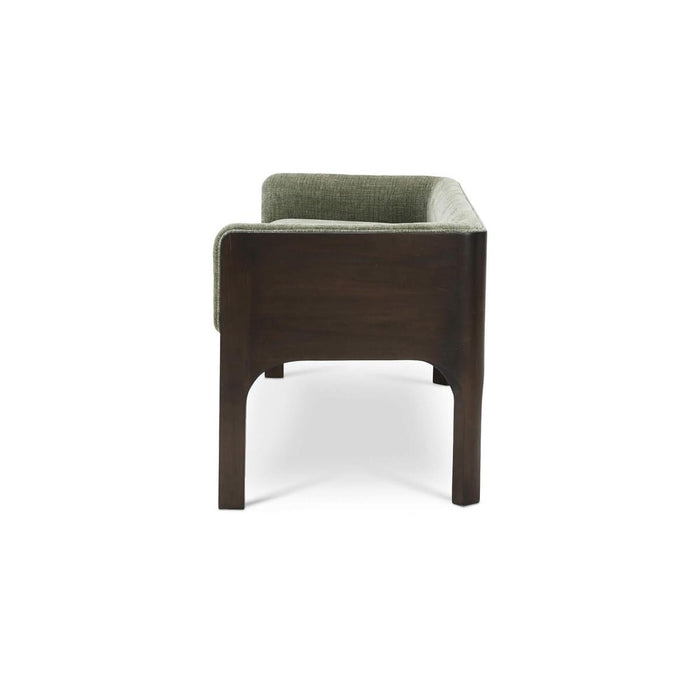 Bramble - Vannes Bench w/ Legs in Walnut & w/ Thames Moss Green Performance Fabric - 28753WLTSF244----
