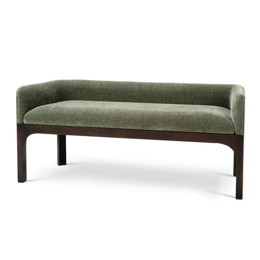 Bramble - Vannes Bench w/ Legs in Walnut & w/ Thames Moss Green Performance Fabric - 28753WLTSF244---- - GreatFurnitureDeal
