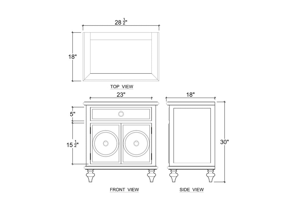 Bramble - Savannah 2-Door Bedside Table in White Harvest, Light Distressed - US-WS-28804WHD----LDT