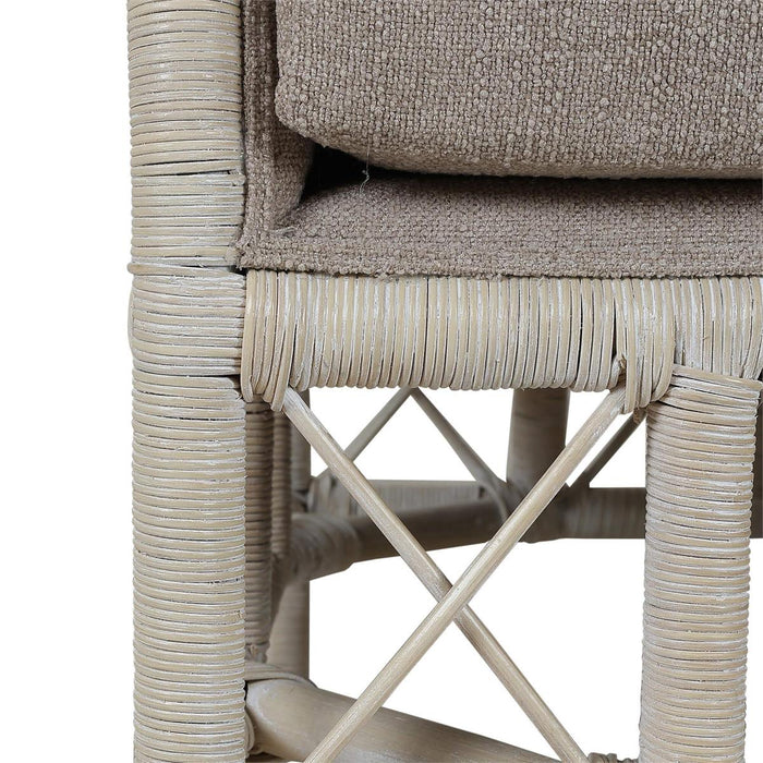 Bramble - Rabana Rattan Loveseat in White Wash Rattan w/ Oatmeal Boucle Chenille Performance Fabric Cushion - 28826RWWSSF265----