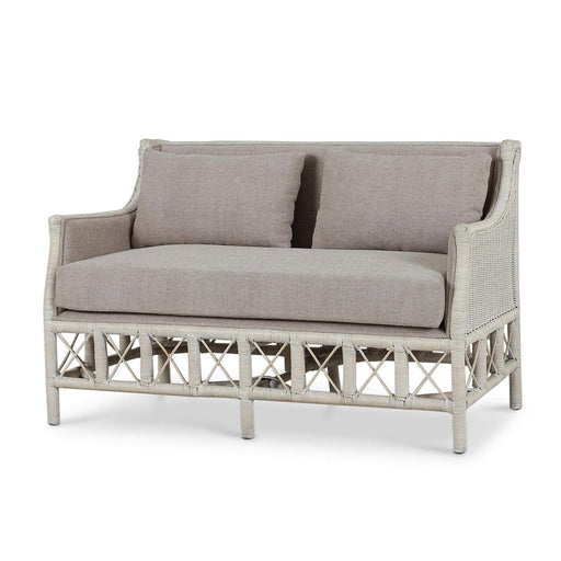 Bramble - Rabana Rattan Loveseat in White Wash Rattan w/ Oatmeal Boucle Chenille Performance Fabric Cushion - 28826RWWSSF265---- - GreatFurnitureDeal