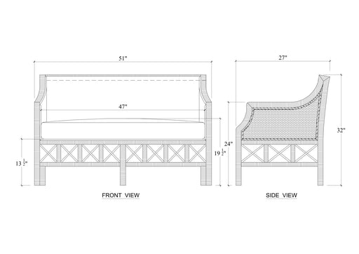 Bramble - Rabana Rattan Loveseat in Natural Rattan w/ Whisper Word Fabric Cushion - 28826RNATSF225---- - GreatFurnitureDeal