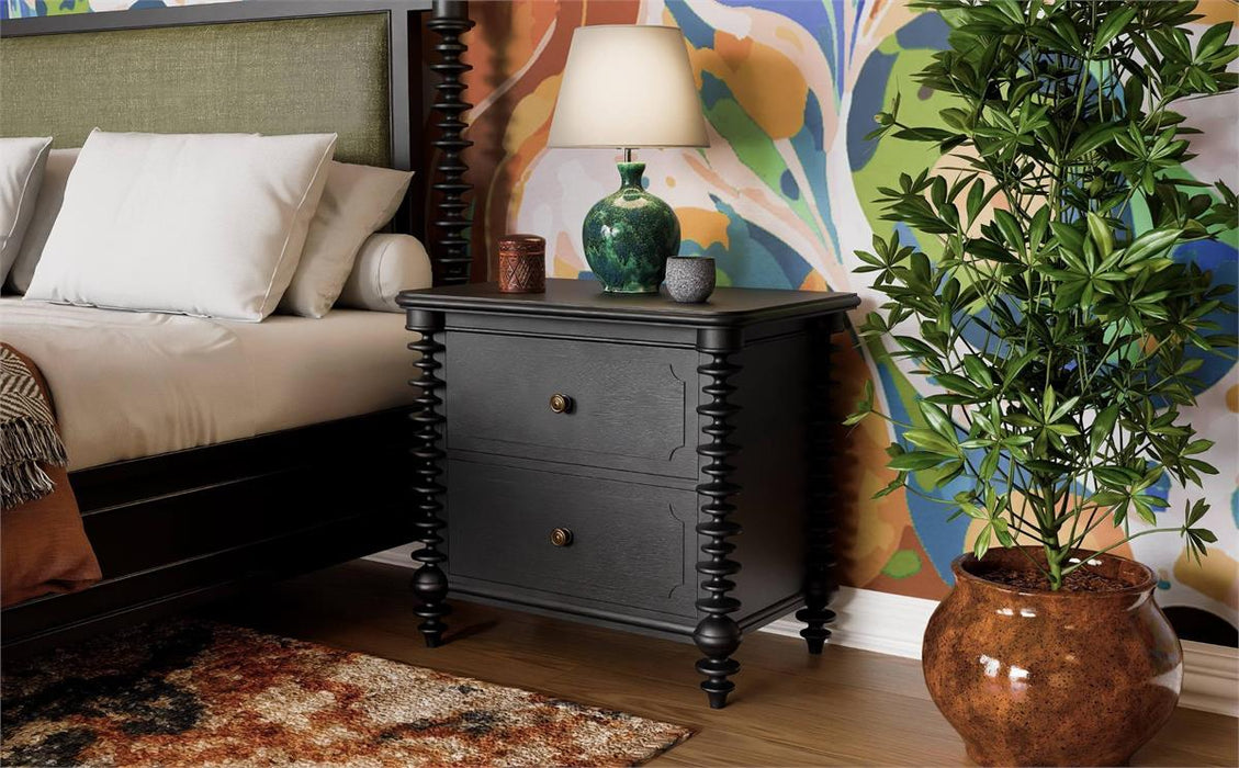 Bramble - Milano 2 Drawer Bedside Table in Batavia Black - 28834BBA----- - GreatFurnitureDeal
