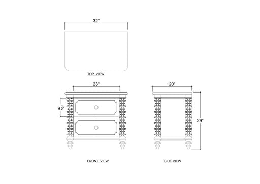 Bramble - Milano 2 Drawer Bedside Table in Fruitwood - 28834FRW----- - GreatFurnitureDeal