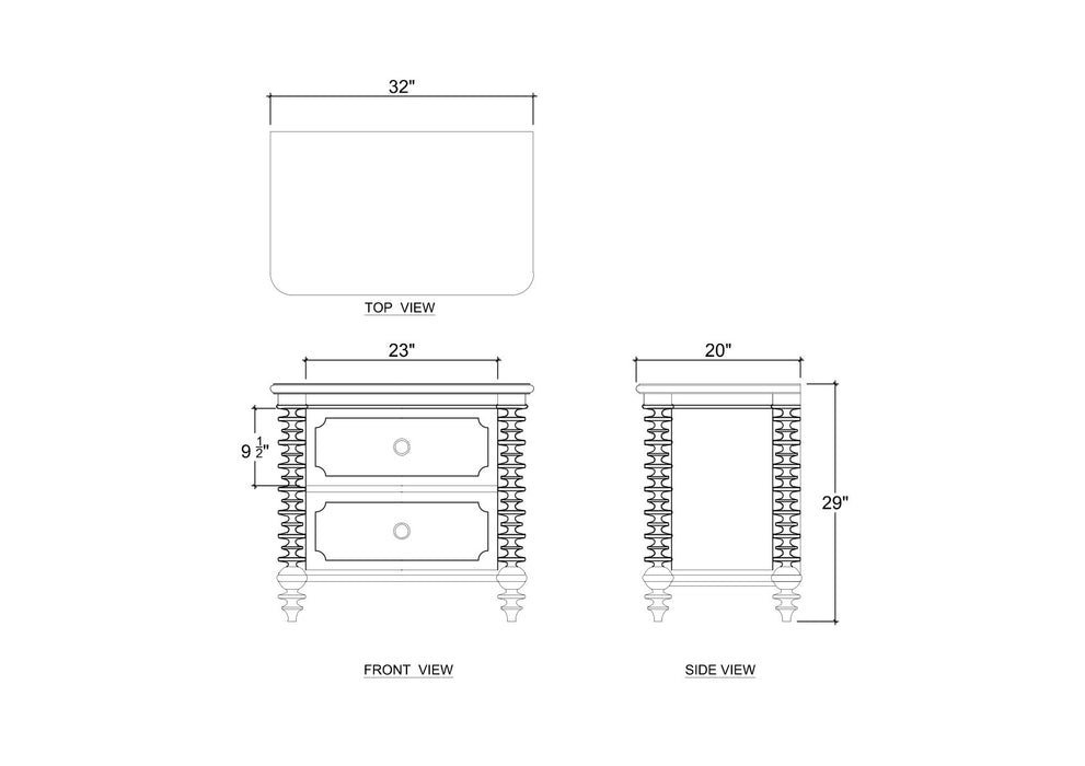 Bramble - Milano 2 Drawer Bedside Table in Fruitwood - 28834FRW----- - GreatFurnitureDeal