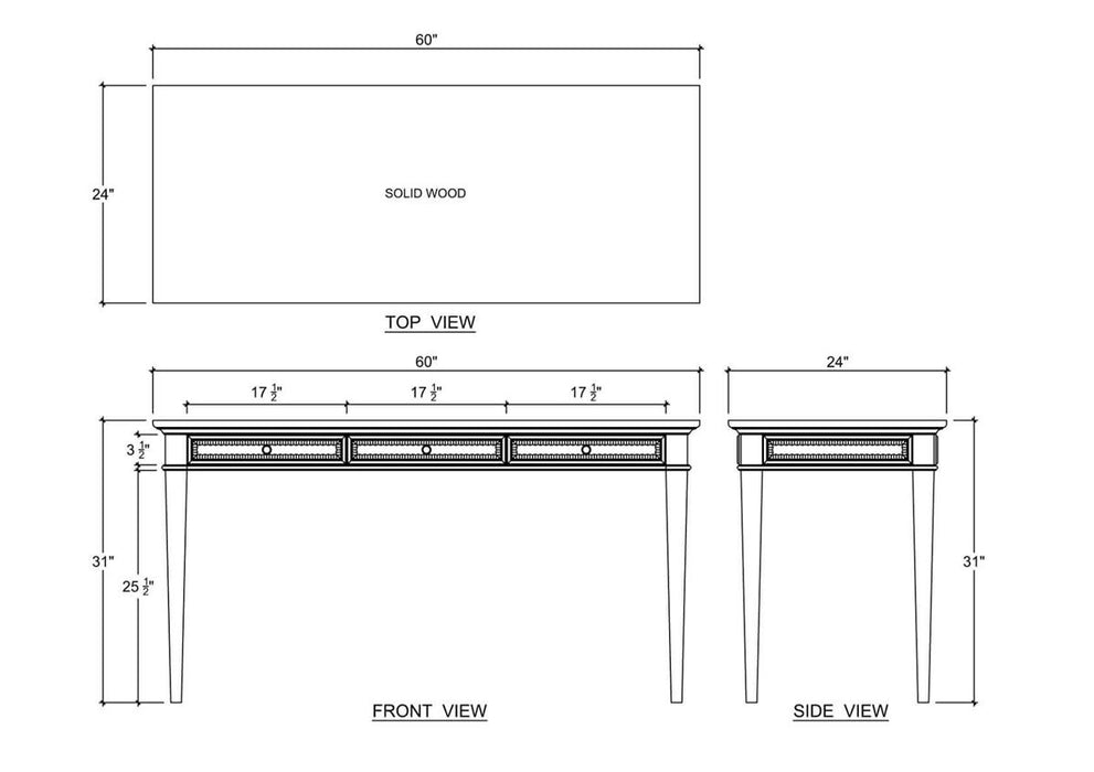 Bramble - Vivienne 3 Drawer Desk in Walnut - 28928WLT-----