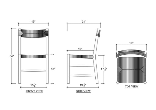 Bramble - Lenox Dining Chair w/ Rush Seat in Matt Teak Brown -Set of 2- 28934MTB----- - GreatFurnitureDeal