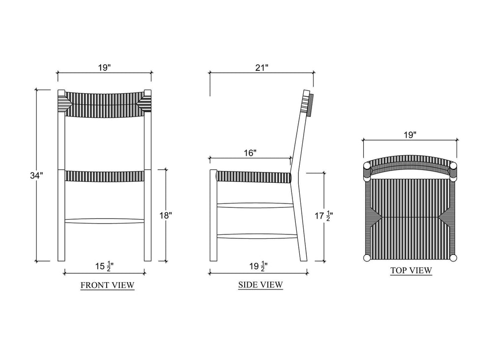 Bramble - Lenox Dining Chair w/ Rush Seat in Matt Teak Brown -Set of 2- 28934MTB----- - GreatFurnitureDeal