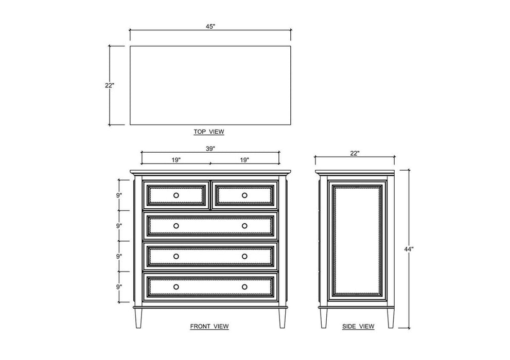 Bramble - Vivienne 5 Drawer Dresser in Walnut - 28937WLT-----