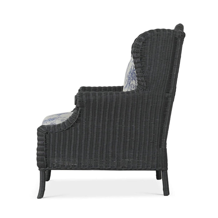 Bramble - Marina Rattan Chair in Dark Charcoal Rattan w/ Le Jardin Blue Fabric - 28954RDKCSA255----