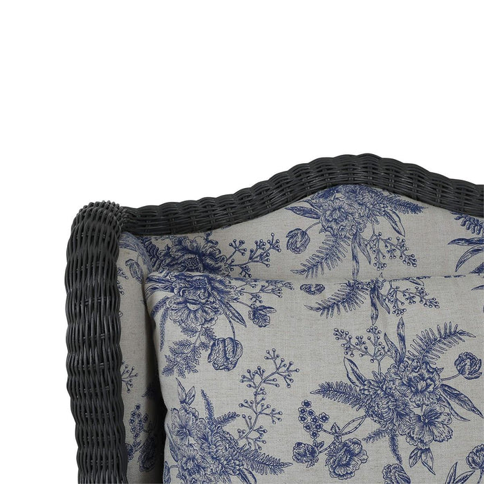 Bramble - Marina Rattan Chair in Dark Charcoal Rattan w/ Le Jardin Blue Fabric - 28954RDKCSA255----