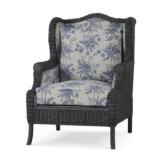 Bramble - Marina Rattan Chair in Dark Charcoal Rattan w/ Le Jardin Blue Fabric - 28954RDKCSA255---- - GreatFurnitureDeal