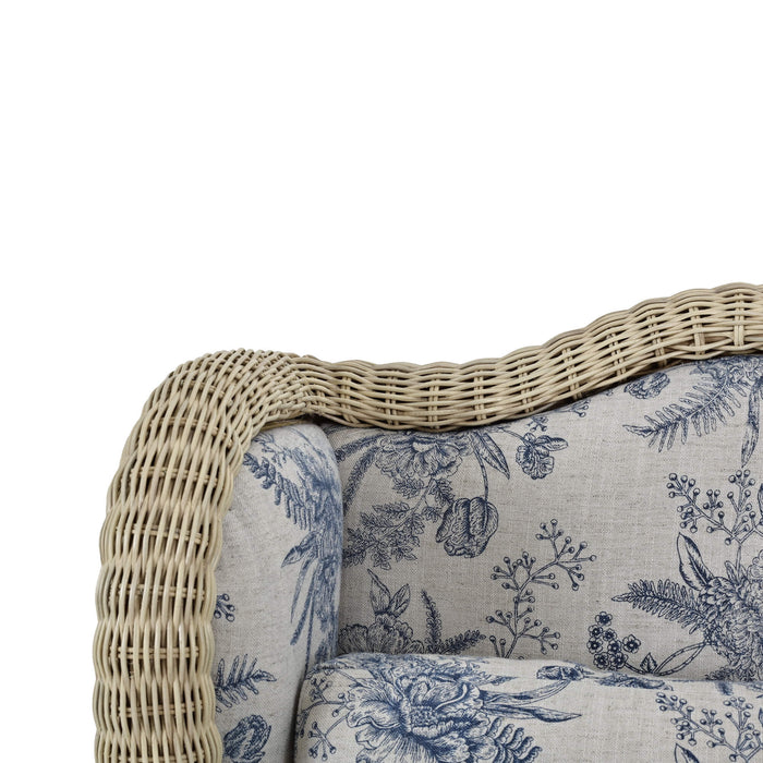 Bramble - Marina Rattan Chair in Natural Rattan w/ Le Jardin Blue Fabric - 28954RNATSA255---- - GreatFurnitureDeal
