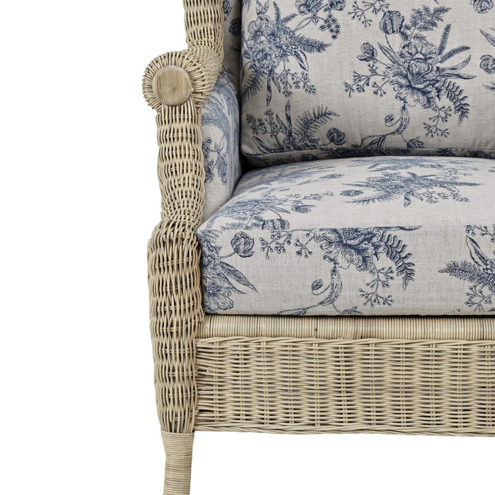 Bramble - Marina Rattan Chair in Natural Rattan w/ Le Jardin Blue Fabric - 28954RNATSA255---- - GreatFurnitureDeal